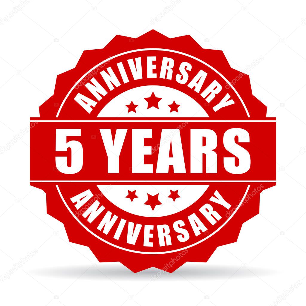 Five years anniversary celebration vector icon illustration isolated on white background