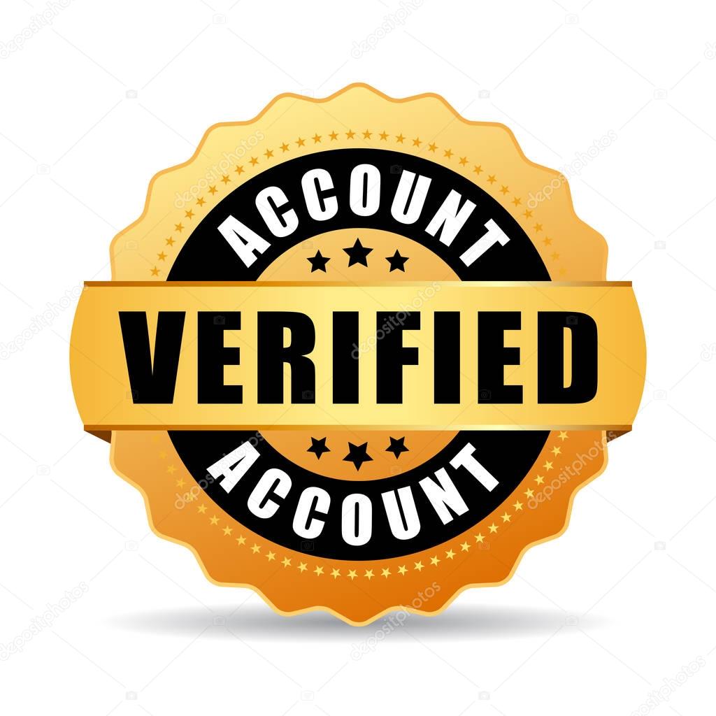 Verified account golden icon illustration isolated on white background