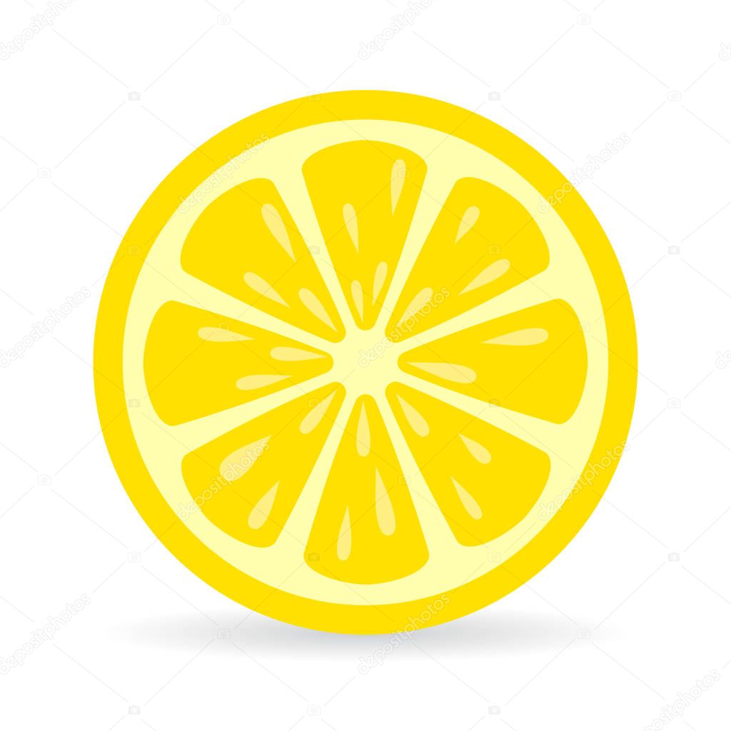 Yellow lemon fruit vector slice illustration isolated on white background