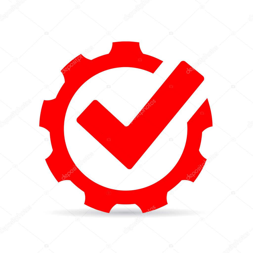 Red gear ticks symbol vector illustration isolated on white background
