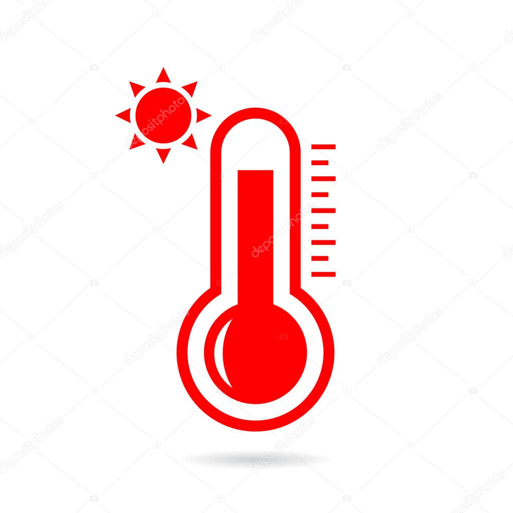 Hot weather thermometer vector icon