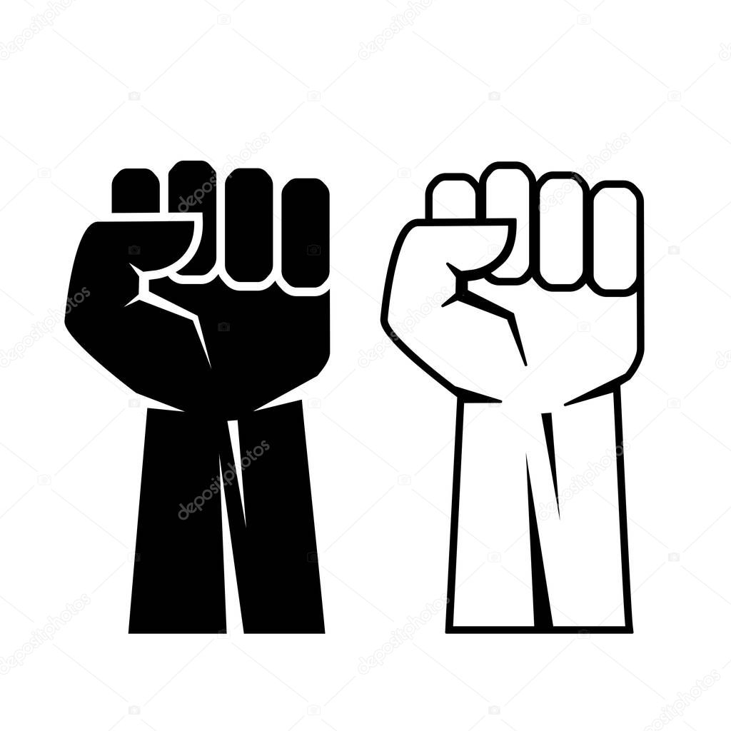 Human clenched fist vector icon, protest concept