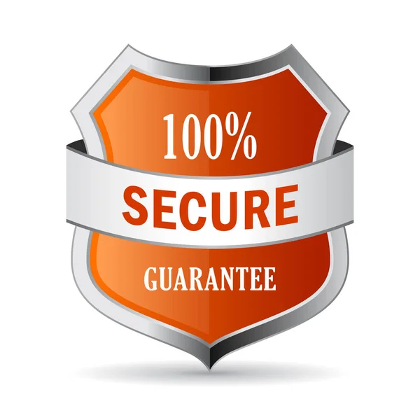 100 secure guarantee shield web icon — Stock Vector