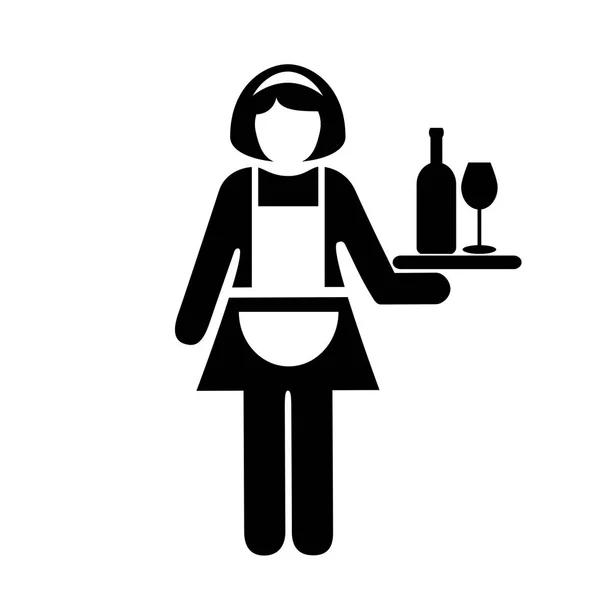 Serveuse femme vecteur icône — Image vectorielle
