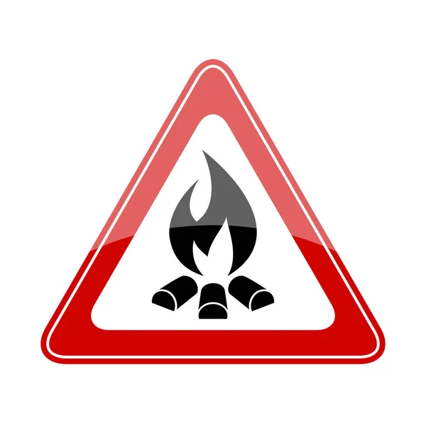 火の横の三角形の警告 — ストックベクタ