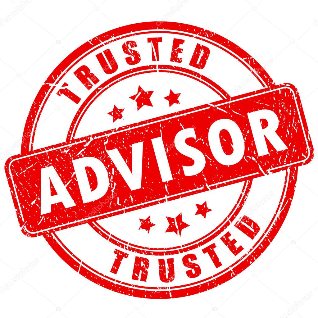 Trusted advisor business ink stamp vector illustration isolated on white background
