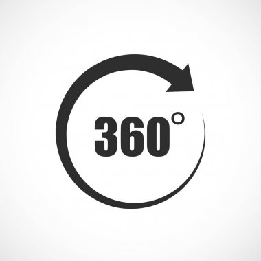 Beyaz arka plan üzerinde izole 360 derece vektör simge tasarlamak