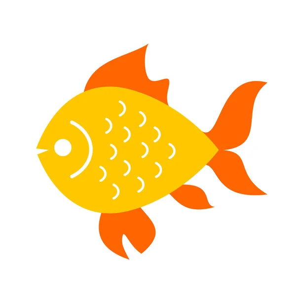 Gold Fish Vector Icon Illustration Isolated White Background — Stock Vector