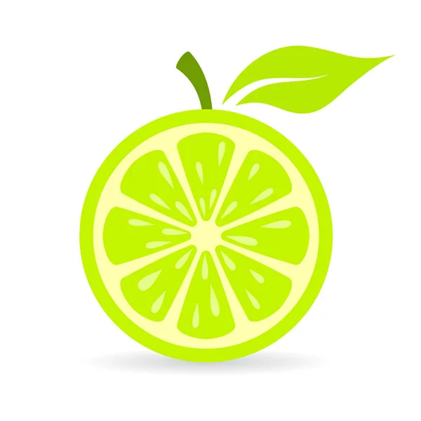 Green Fresh Lime Vector Icon Illustration Isolated White Background — Stock Vector