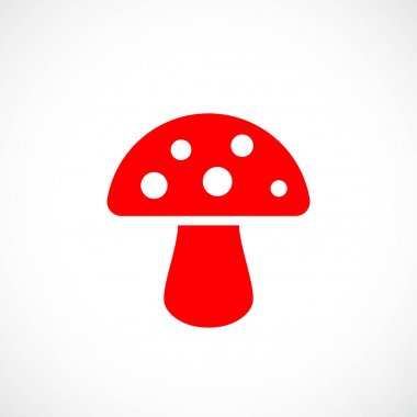 Beyaz arka plan üzerinde izole kırmızı agaric mantar vektör simge tasarlamak