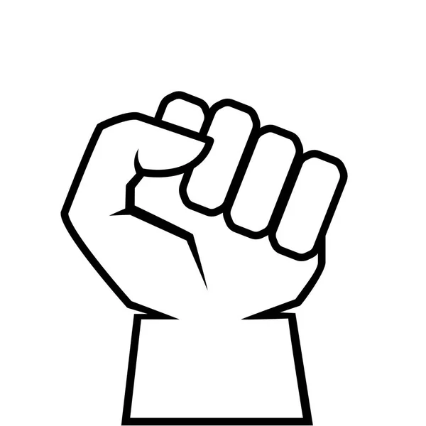 Human Clenched Fist Outline Icon Revolt Concept Vector Illustration Isolated — Stock Vector