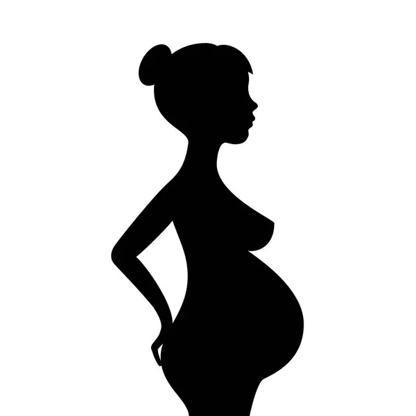 Illustration Icône Vectorielle Silhouette Jeune Femme Enceinte Isolée Sur Fond — Image vectorielle