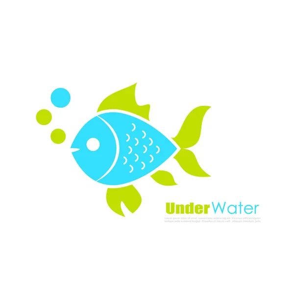 Acuario Peces Vector Logotipo Ilustración Aislado Sobre Fondo Blanco — Vector de stock