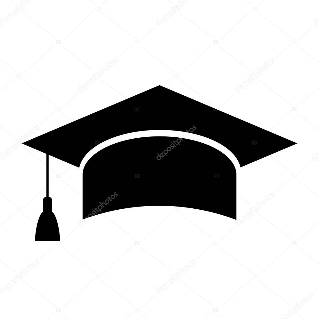 Mortarboard academic cap, education icon vector illustration isolated on white background