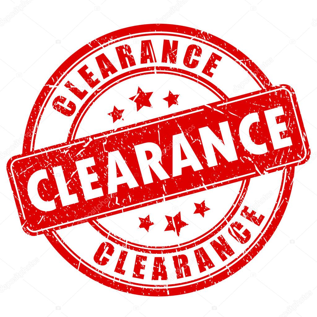 Clearance sale rubber vector stamp illustration isolated on white background