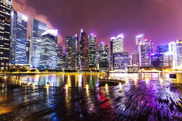 Singapore city night skyline photo
