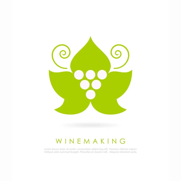Logotipo da folha de uva verde — Vetor de Stock