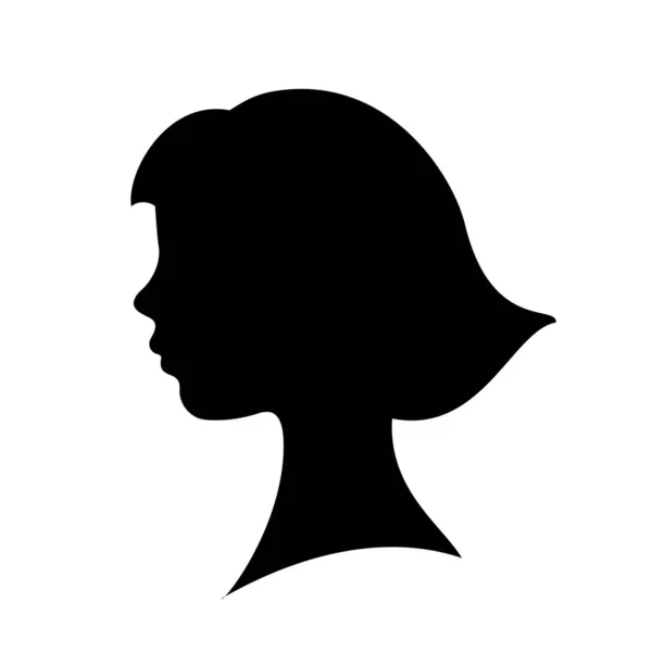 Young girl face vector silhouette — Stock Vector