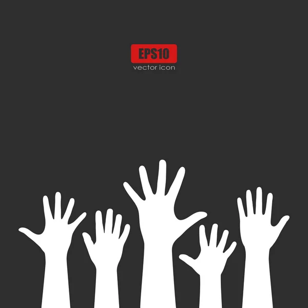 Raised human hands poster — Stock Vector