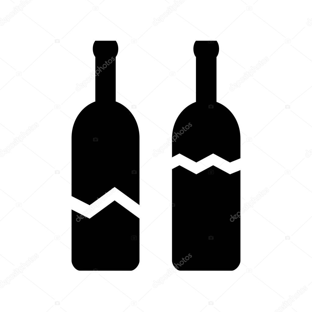 Broken glass bottles vector icons illustration isolated on white background