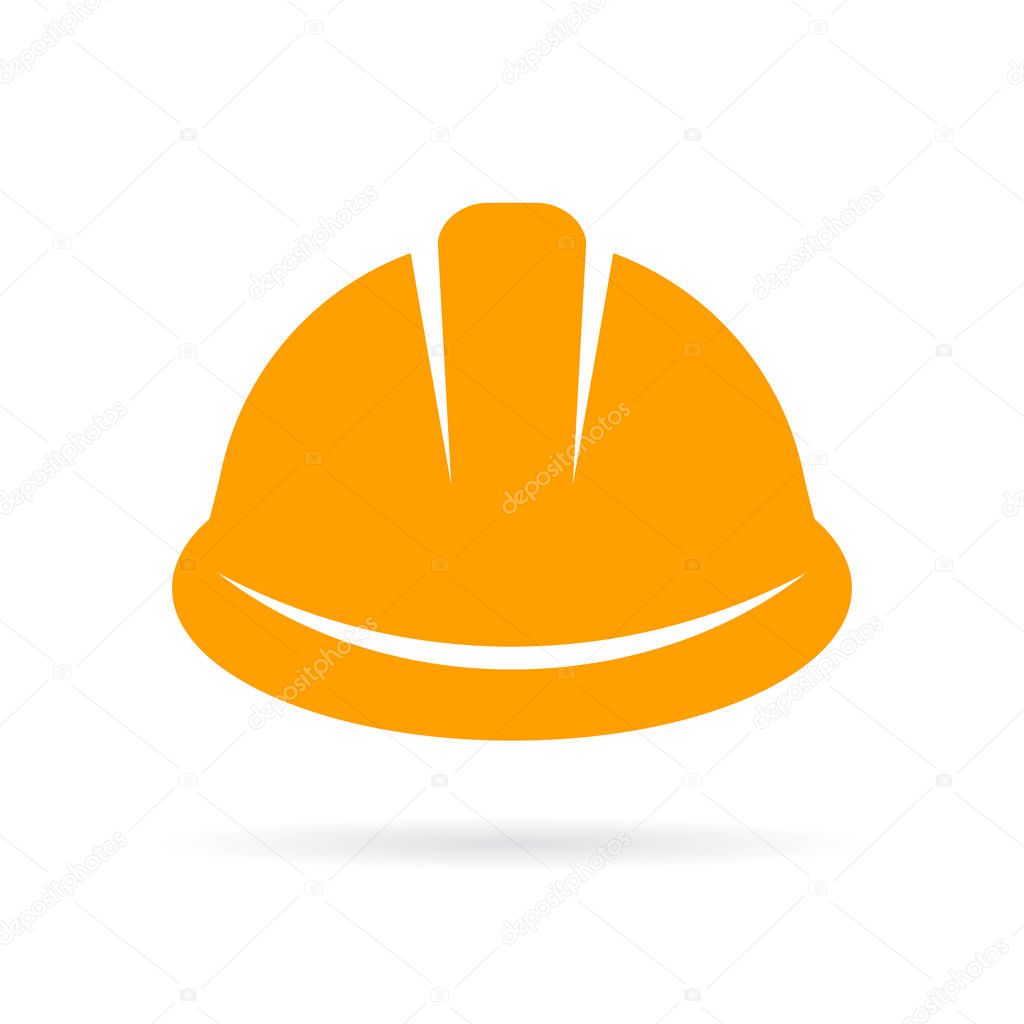 Yellow construction hard hat pictogram vector illustration isolated on white background