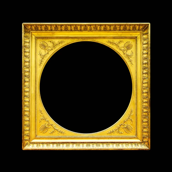 Стара Старіша Золота Рамка Ізольована Чорному Тлі — стокове фото