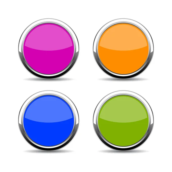 Color Glass Web Buttons Set Vector Illustration Isolated White Background — Stock Vector