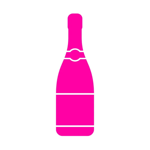 Рожева Пляшка Ігристого Вина Векторні Ілюстрації Ізольовані Білому Тлі — стоковий вектор