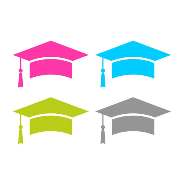 Square Graduation Caps Vector Icons Illustration Isolated White Background — Stock Vector