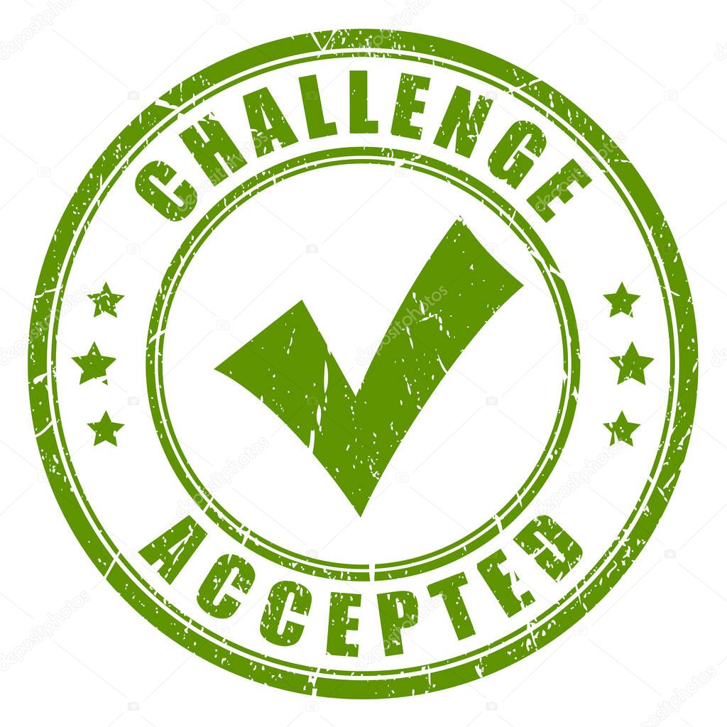 Challenge accepted rubber stamp vector illustration isolated on white background