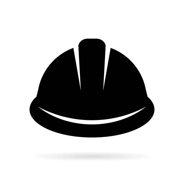 Builder Hard Hat Black Silhouette Icon Illustration Isolated White Background — Stock Vector