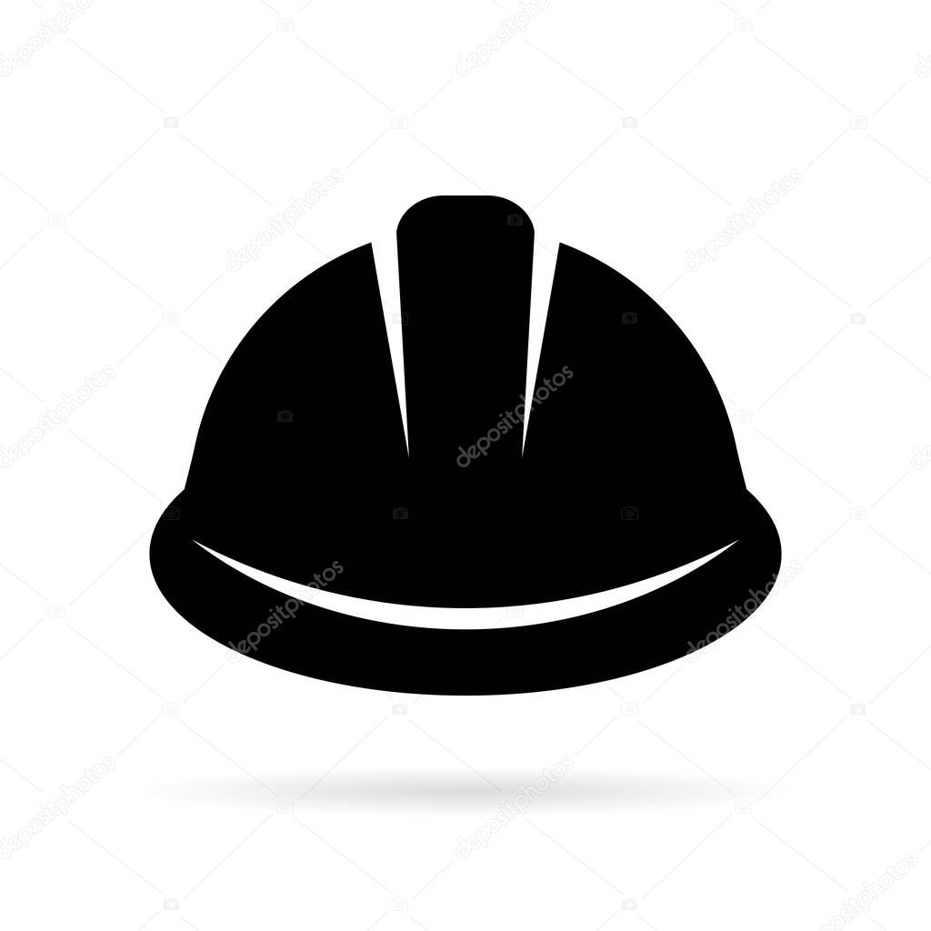 Builder hard hat black silhouette icon illustration isolated on white background