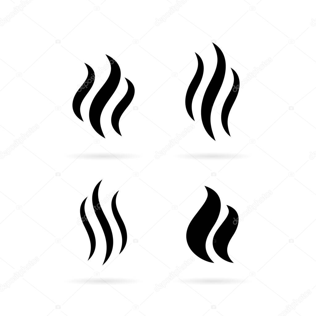 Steam smoke icons set,  vector illustration isolated on white background