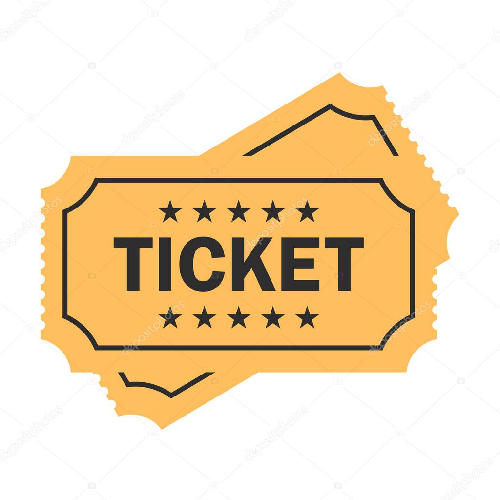 Old paper ticket vector icon illustration isolated on white background