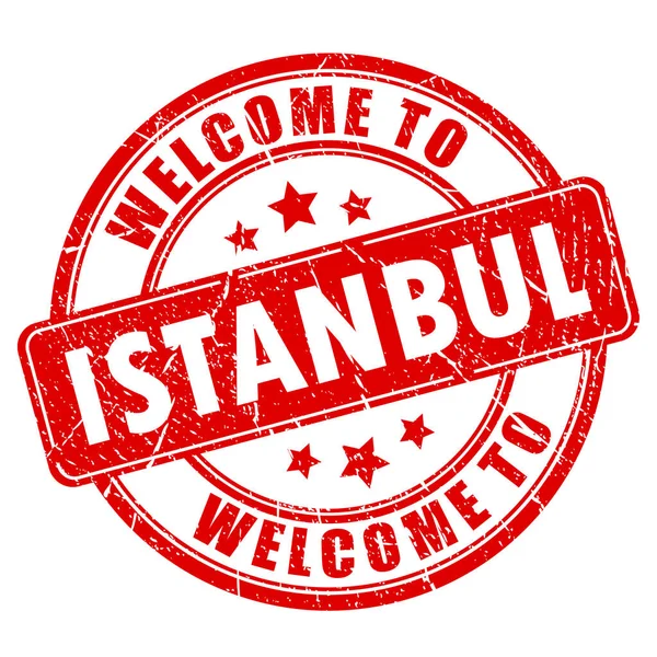 Willkommen Istanbul Vektorstempel Illustration Isoliert Auf Weißem Hintergrund — Stockvektor