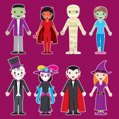 Cadılar Bayramı dekorasyon için 8 karakter kümesi