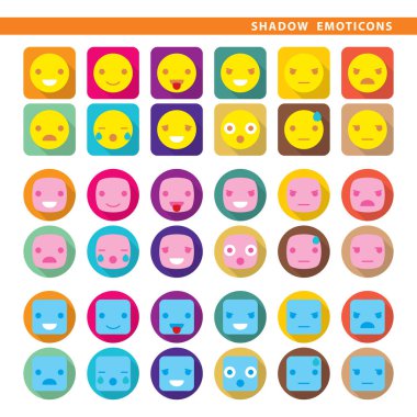 Farklı ifadeleri ile renkli ifadeler kümesi.