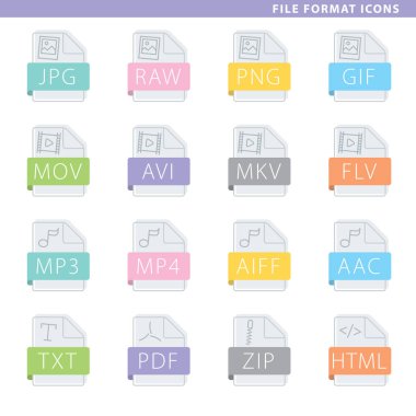 dosya biçimi renkli simgeler