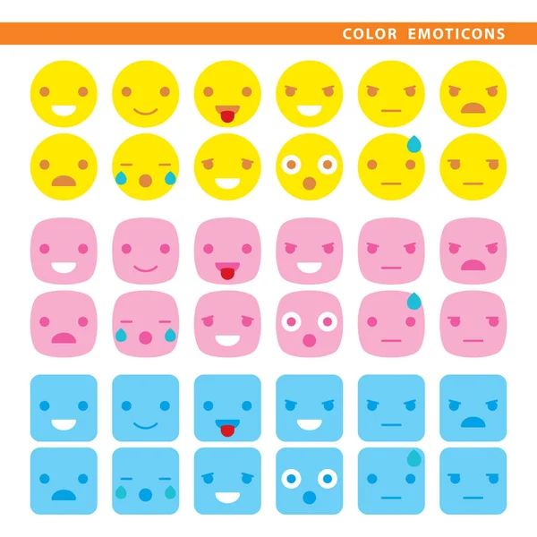 Farklı şekiller ile renkli ifadeler kümesi.