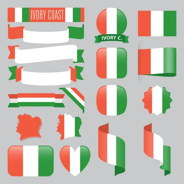 Conjunto Mapas Banderas Cintas Iconos Botones Italia Con Diferentes Formas — Vector de stock