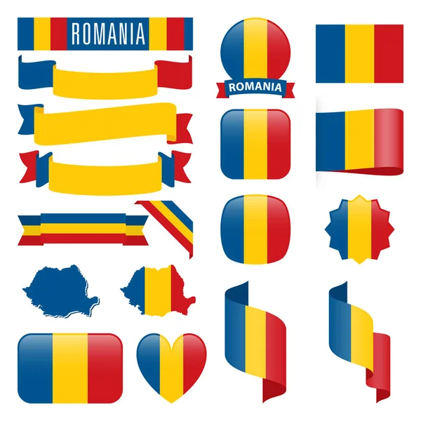 Rumanía banderas ilustradas — Vector de stock
