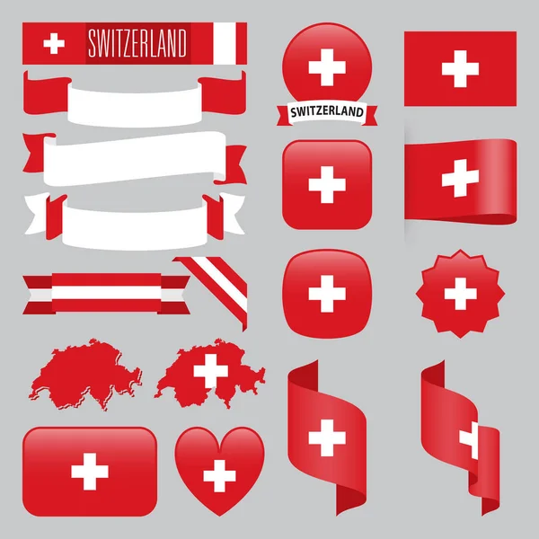 Suiza banderas ilustradas — Vector de stock
