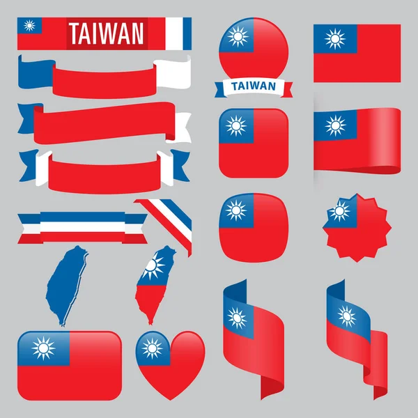 Banderas ilustradas de Taiwán — Vector de stock