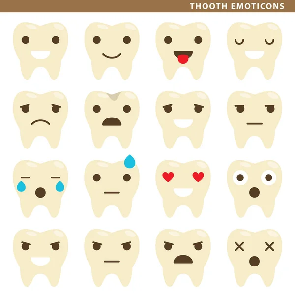 Émoticônes illustrées par des dents — Image vectorielle