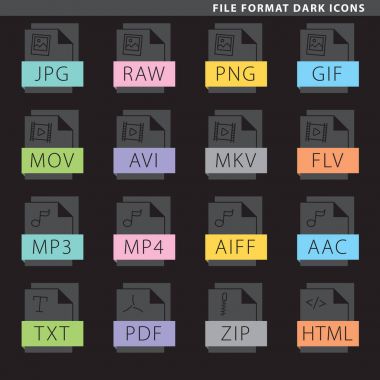 dosya biçimi karanlık simgeler