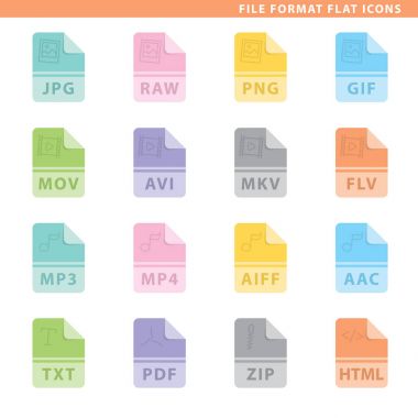 dosya biçimi düz simgeler