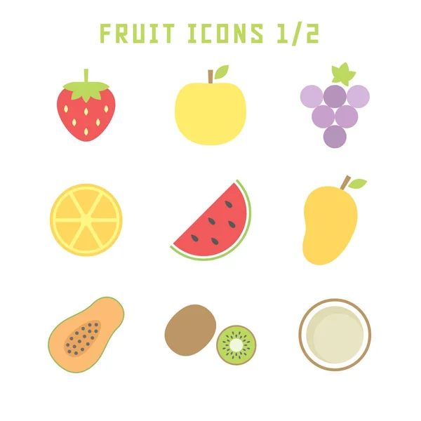 Ícones de frutas um — Vetor de Stock