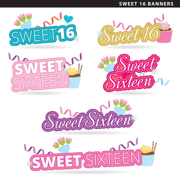 Sweet sixteen banners — Stock Vector