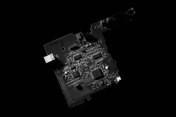 Antique zip drive circuit board on dark background front view — 스톡 사진