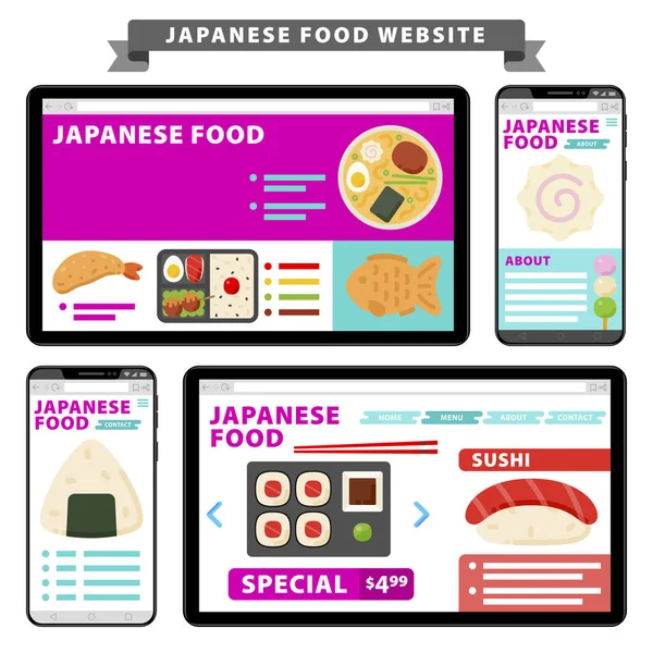 Japanische Lebensmittel-Website — Stockvektor